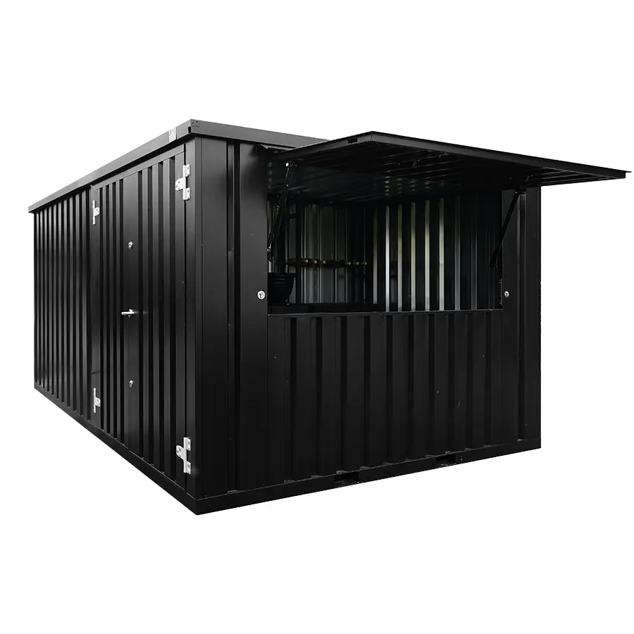 Conteneur-Bar-Demontable-XL-4×3-Metres-Noir-RAL-9005.webp 4x3 XL Demountable Container Bar – Black Edition - Image 1